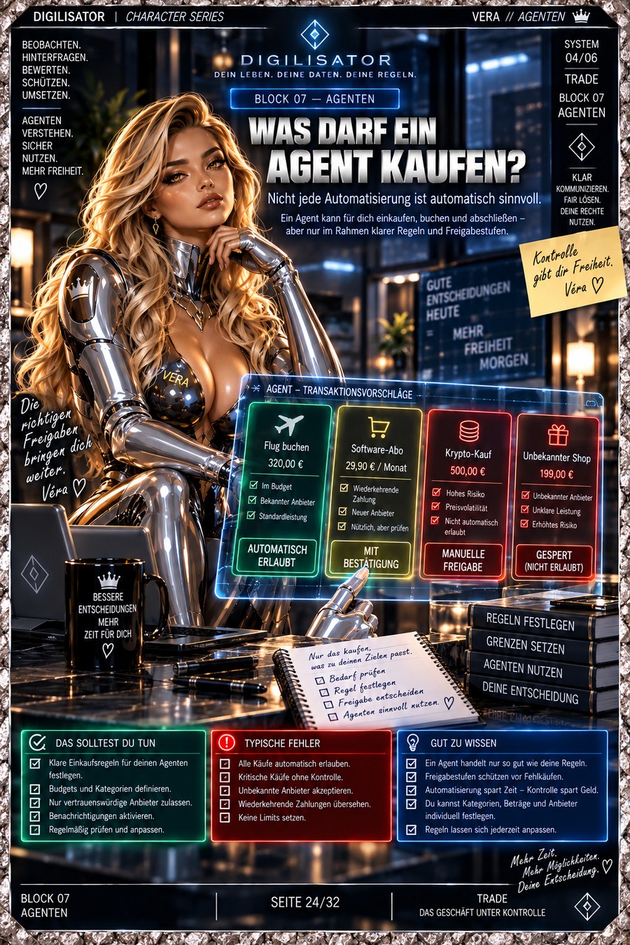 Workbook-Seite 24 TRADE 04: Was darf ein Agent kaufen? – Véra und Agenten-Kaufregeln